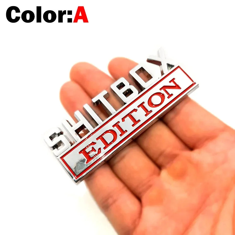 3D Chrome/Black Red Metal Emblem SHITBOX EDITION Badge