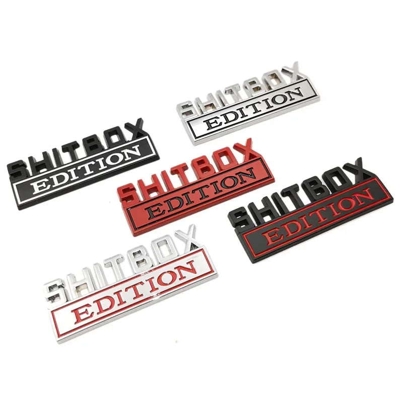 3D Chrome/Black Red Metal Emblem SHITBOX EDITION Badge