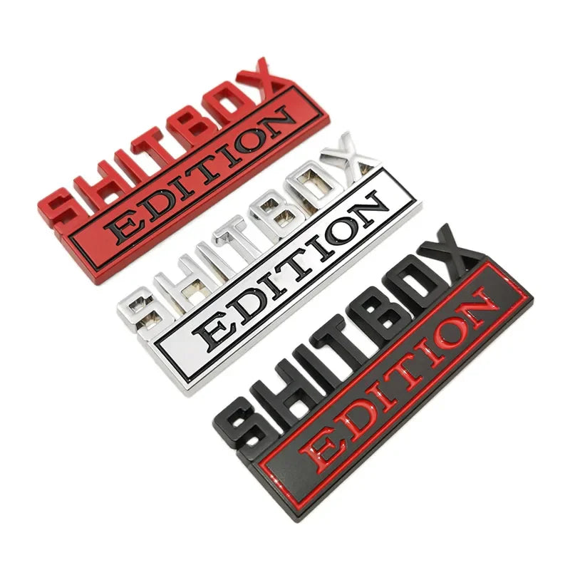3D Chrome/Black Red Metal Emblem SHITBOX EDITION Badge