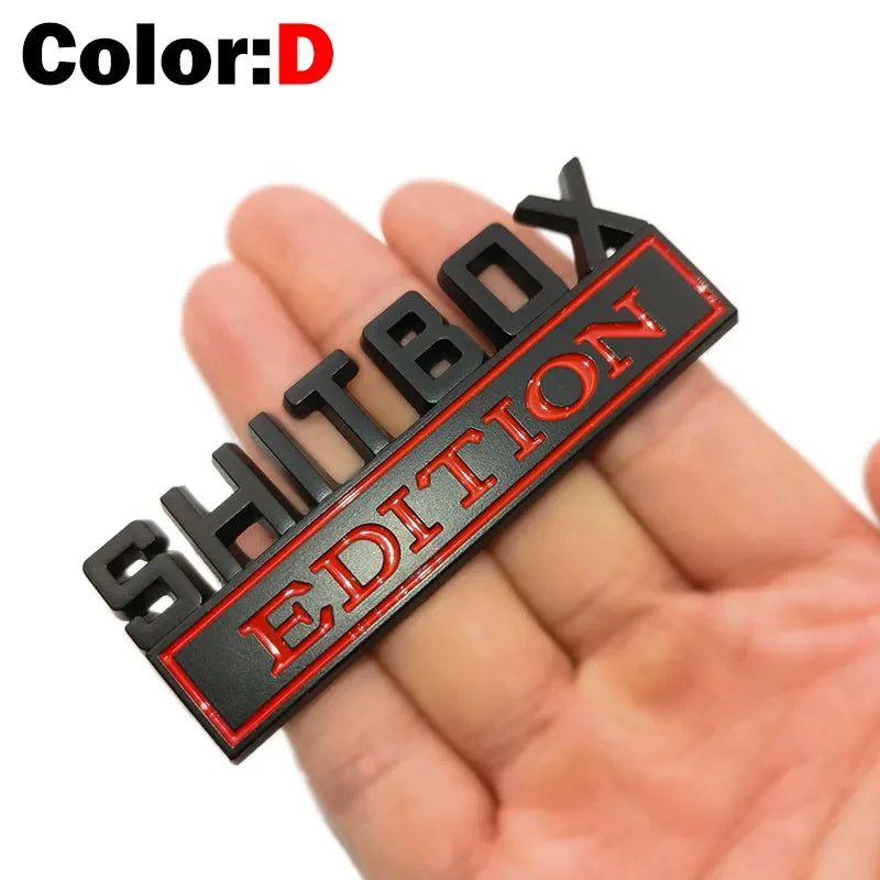 3D Chrome/Black Red Metal Emblem SHITBOX EDITION Badge