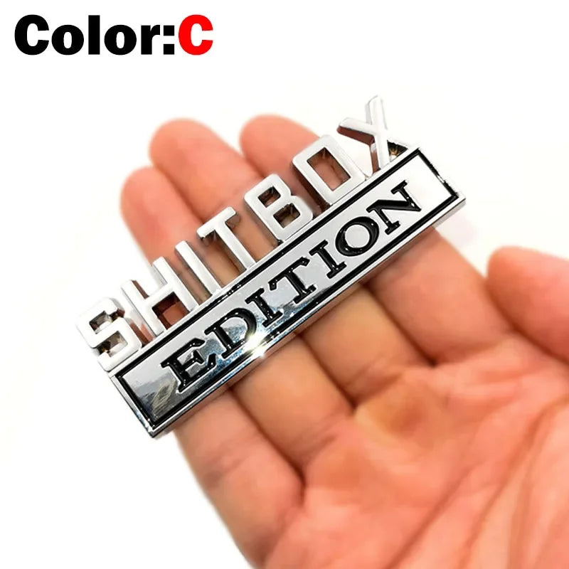 3D Chrome/Black Red Metal Emblem SHITBOX EDITION Badge