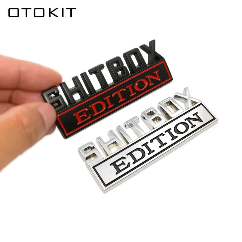 3D Chrome/Black Red Metal Emblem SHITBOX EDITION Badge